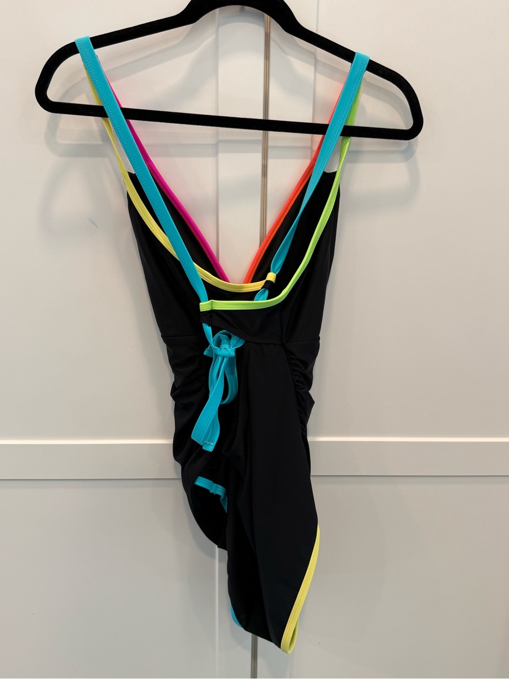 Popvil New (Without Tags) Black One-Piece Swimsuit with Neon Trim - Picture 7 of 8